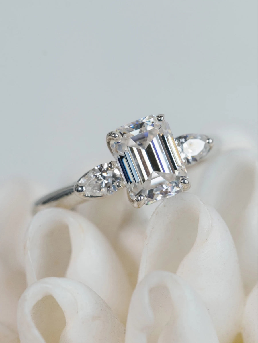 Three Stone Moissanite Engagement Ring