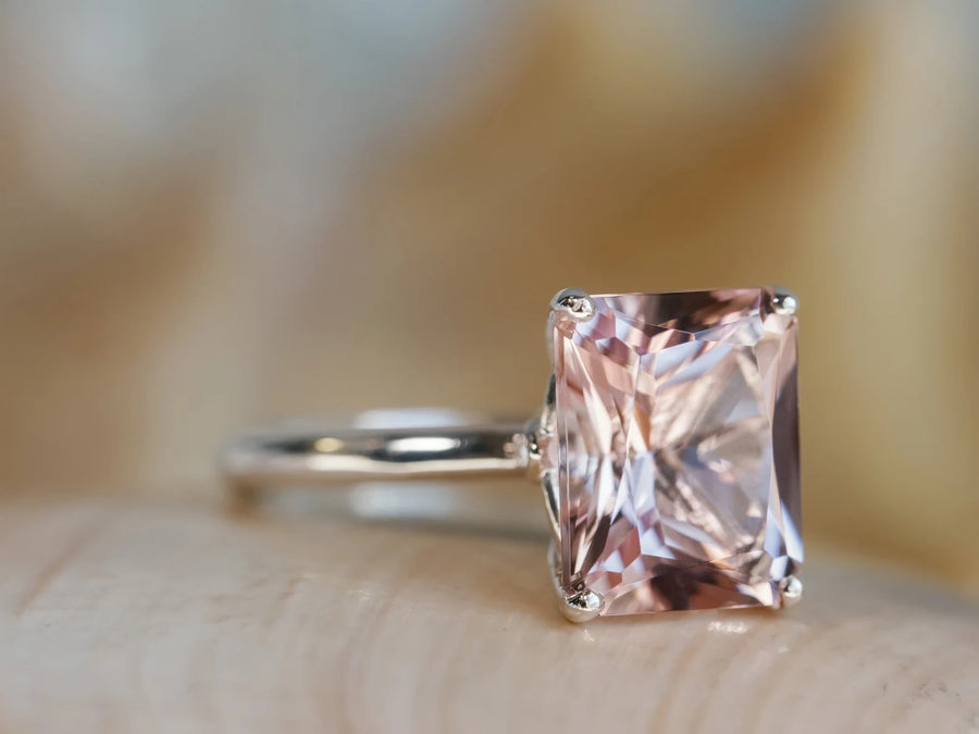 14k Radiant Cut Natural Morganite Ring