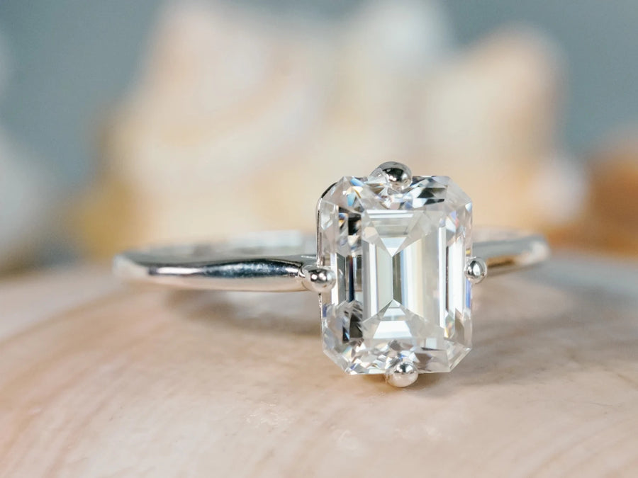 Emerald Cut Moissanite Engagement Ring