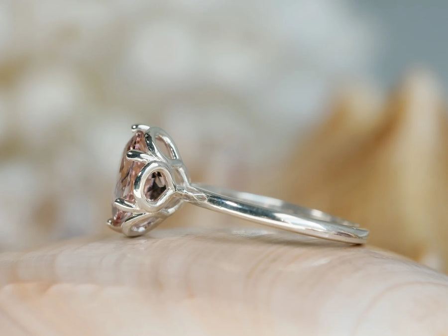 14k Natural Morganite Round Engagement Ring
