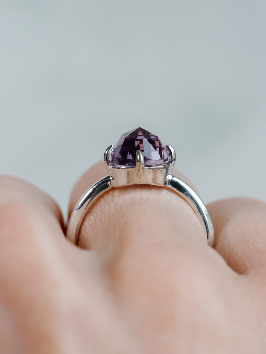 14k Amethyst Antique Rose Cut Rose De France Ring