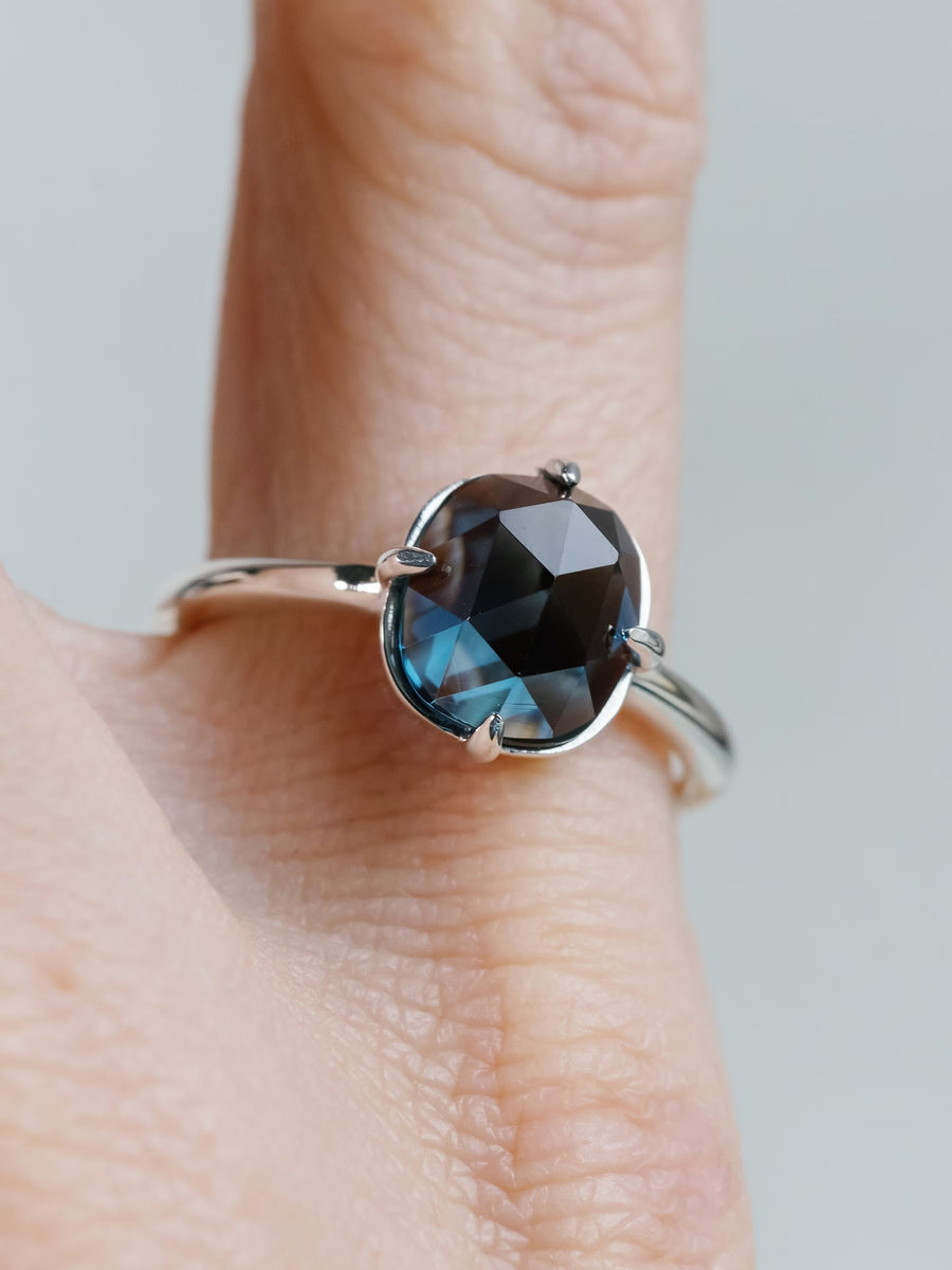 14k Rose Cut London Blue Topaz Ring