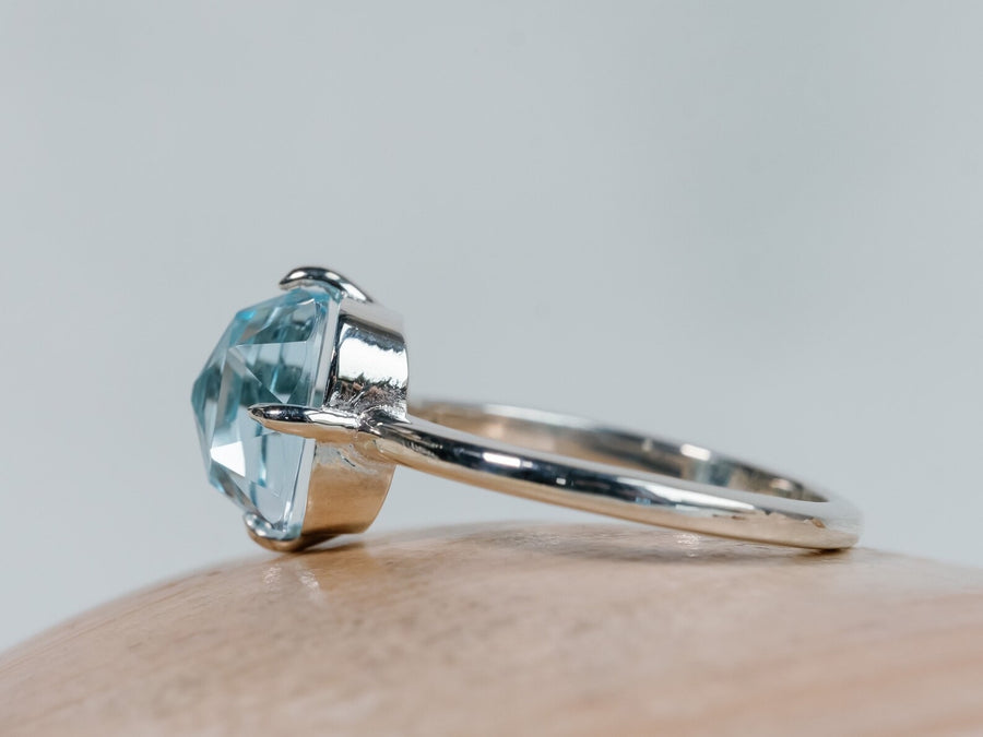 14k Rose Cut Sky Blue Topaz Ring