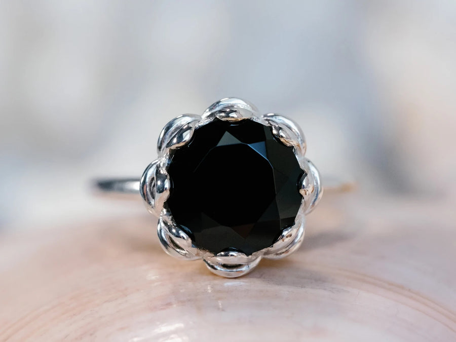 14k Large Black Spinel Cocktail Ring