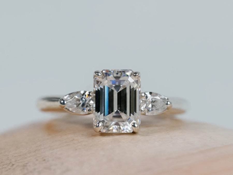 Three Stone Moissanite Engagement Ring