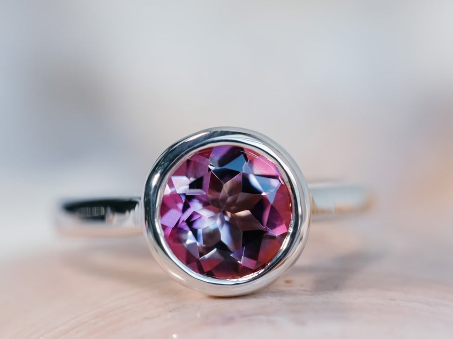 14k Pink Topaz Bezel Ring