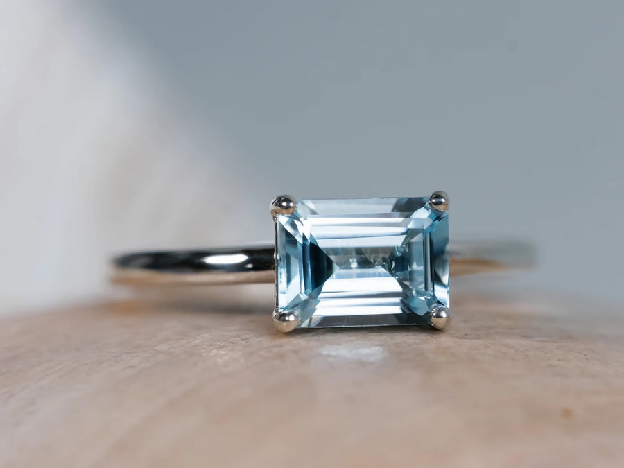 14k Sky Blue Topaz Ring, Natural Blue Topaz Ring