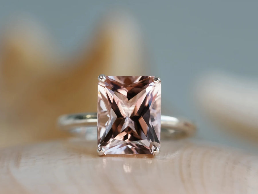 14k Radiant Cut Natural Morganite Ring