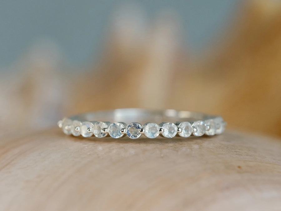 14k Natural Moonstone Stacking Wedding Band