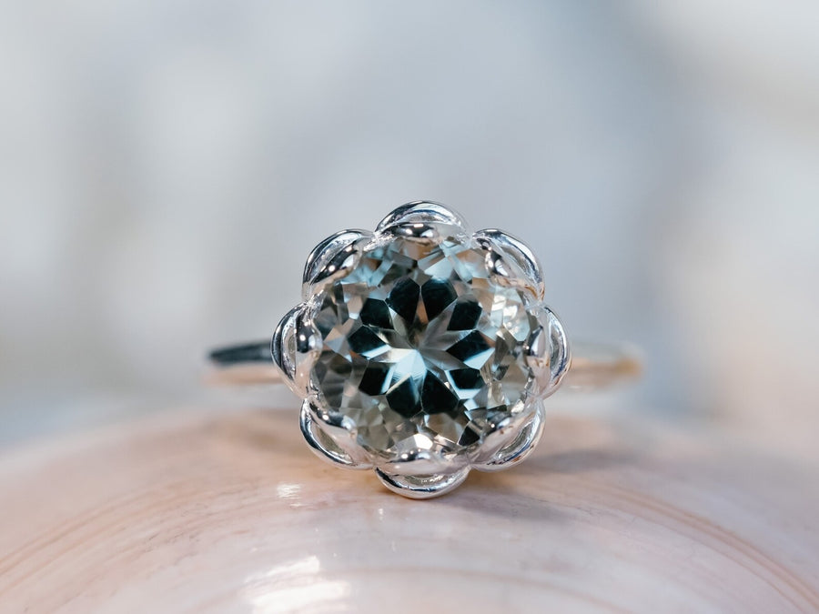 14k Large Prasiolite Green Amethyst Ring