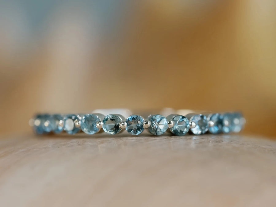 14k Natural Aquamarine Stacking Wedding Band