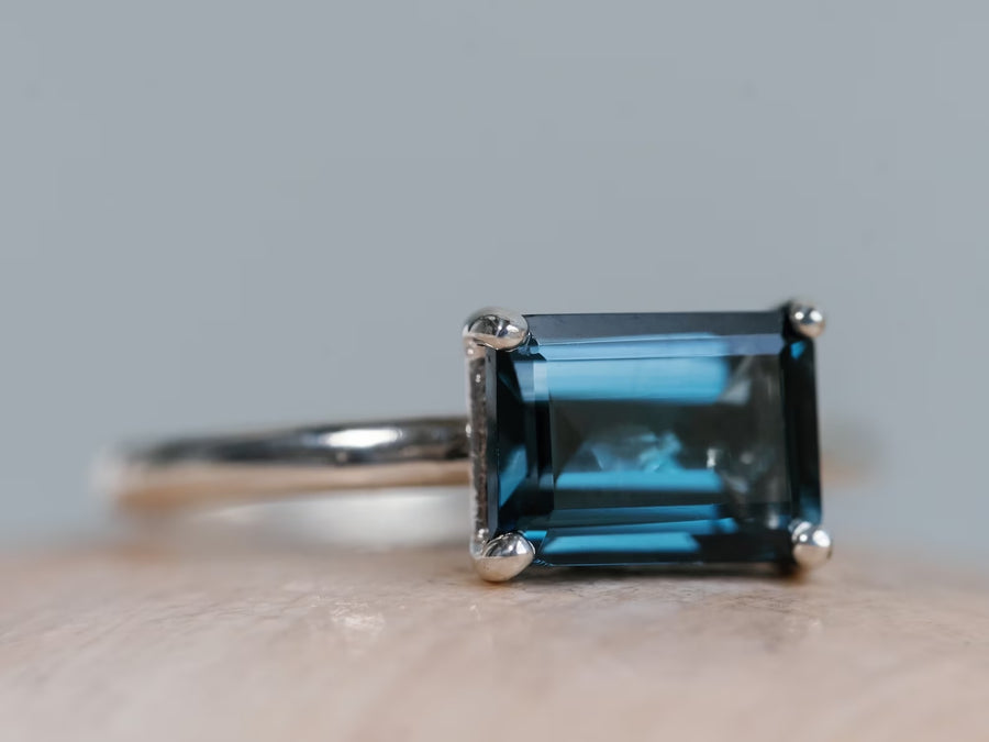 14k London Blue Topaz Emerald Cut London Blue Topaz