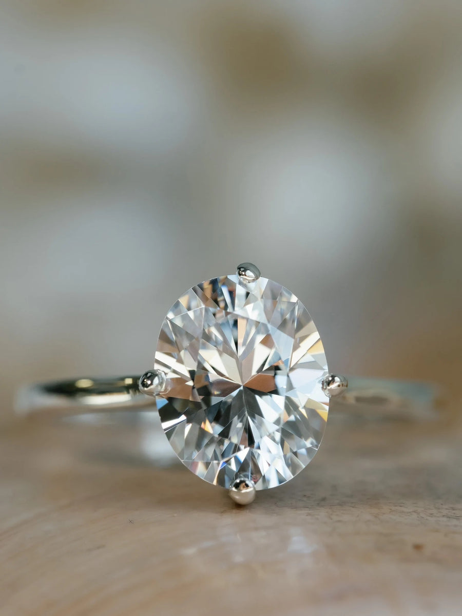 14k Oval Moissanite 3.00ct Engagement Ring