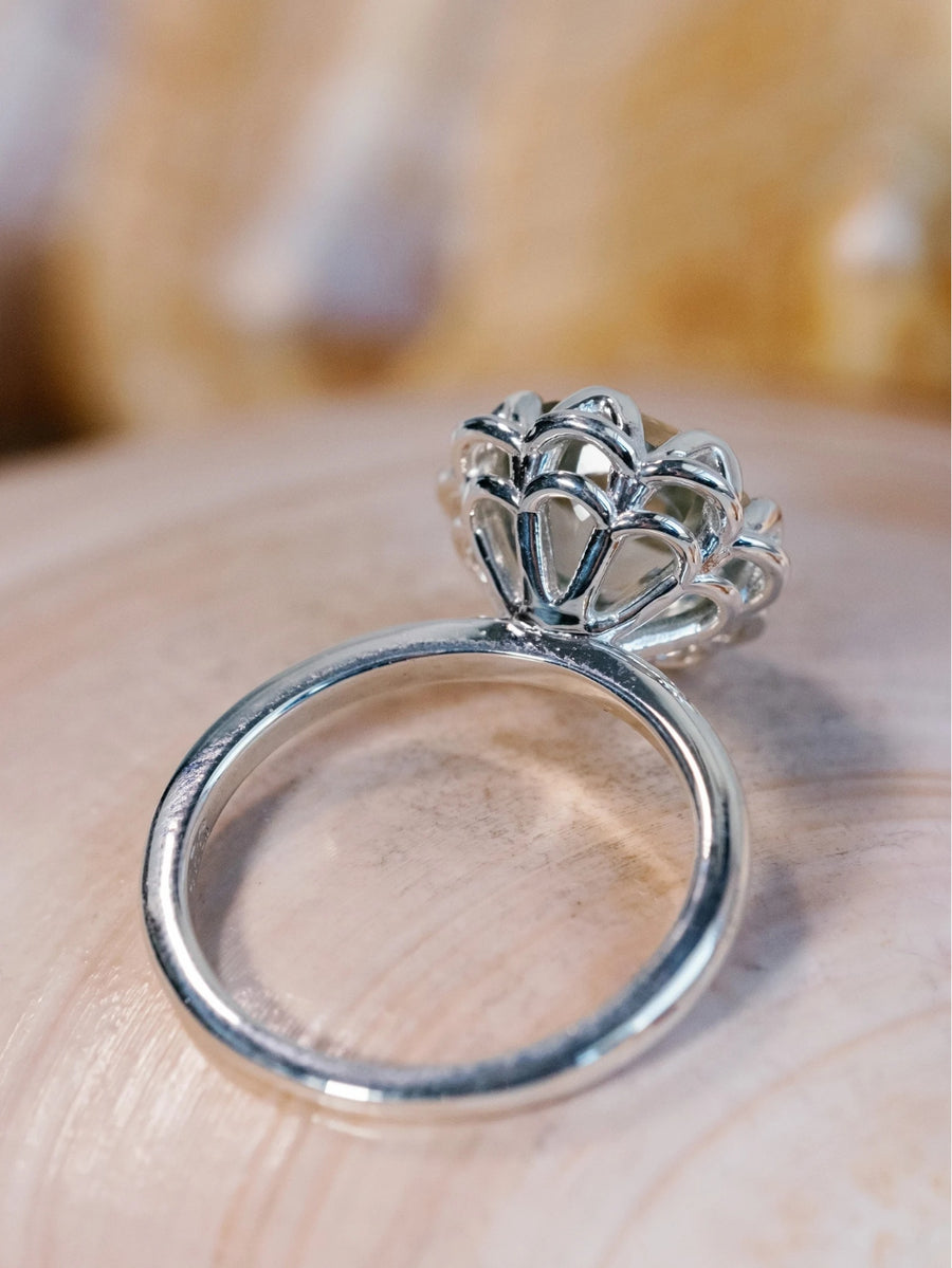 14k Large Prasiolite Green Amethyst Ring