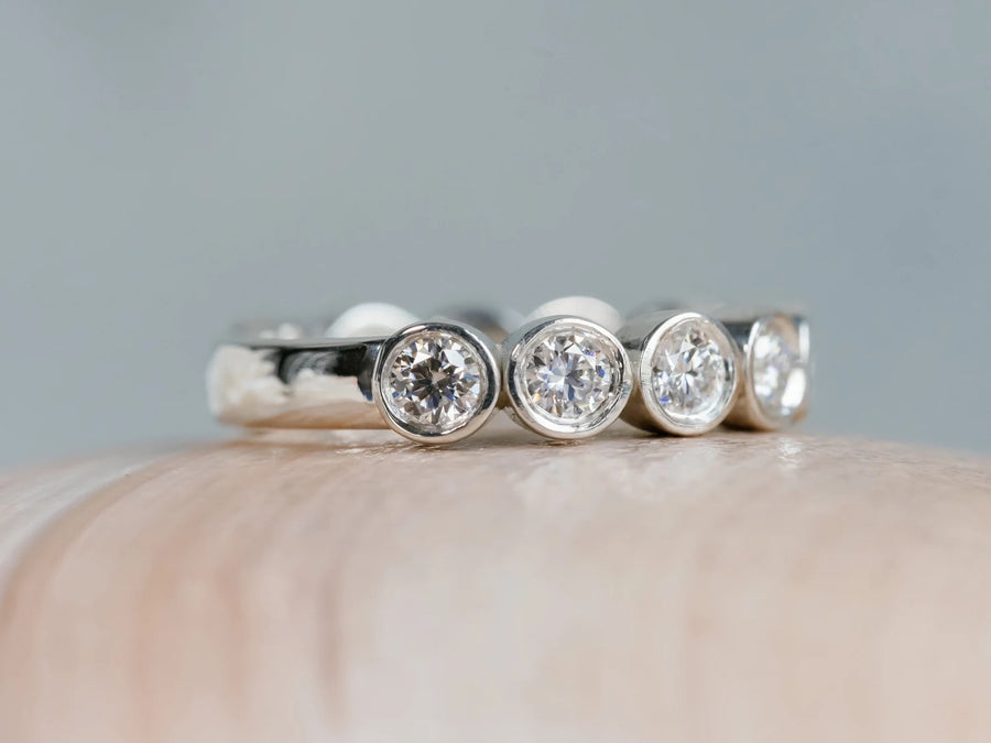 3mm Round Colorless Moissanite Bezel Stackable Band