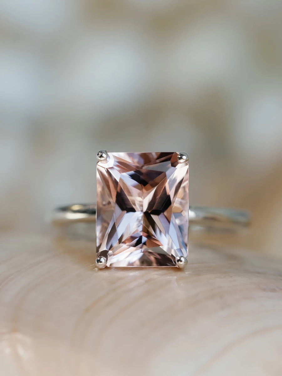 14k Radiant Cut Natural Morganite Ring