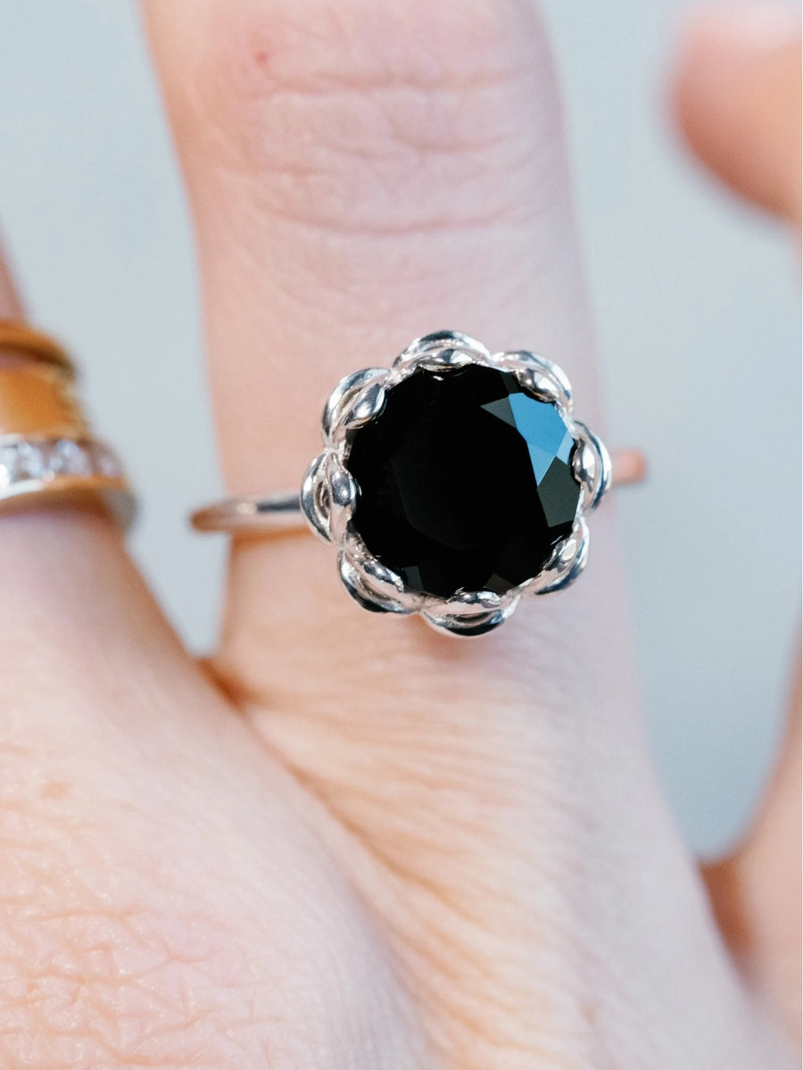 14k Large Black Spinel Cocktail Ring