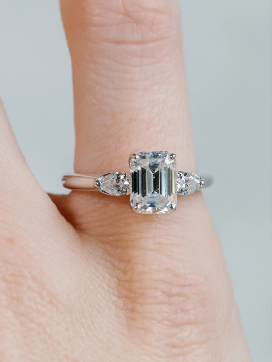 Three Stone Moissanite Engagement Ring