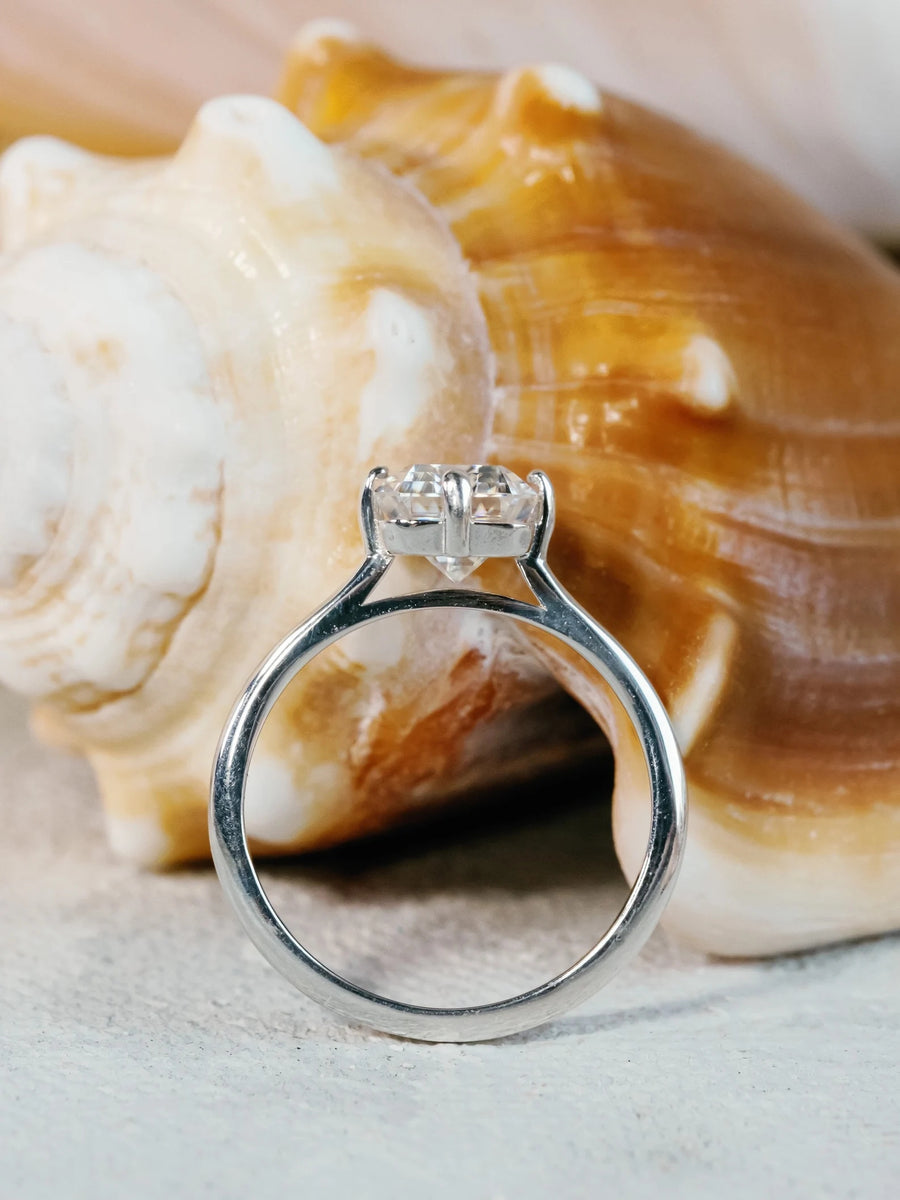 Emerald Cut Moissanite Engagement Ring
