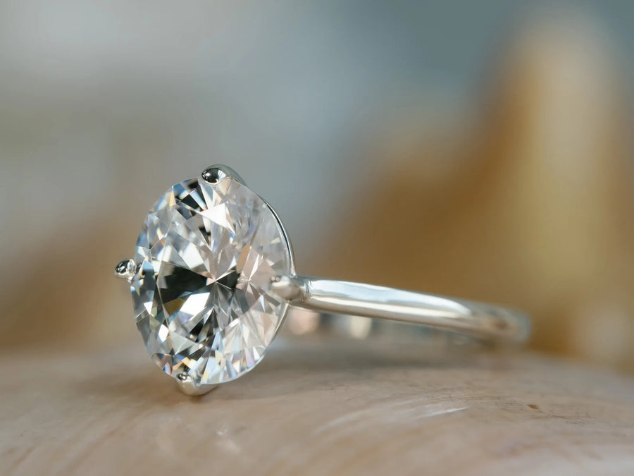 14k Oval Moissanite 3.00ct Engagement Ring