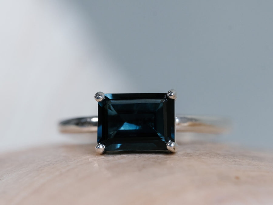 14k London Blue Topaz Emerald Cut London Blue Topaz