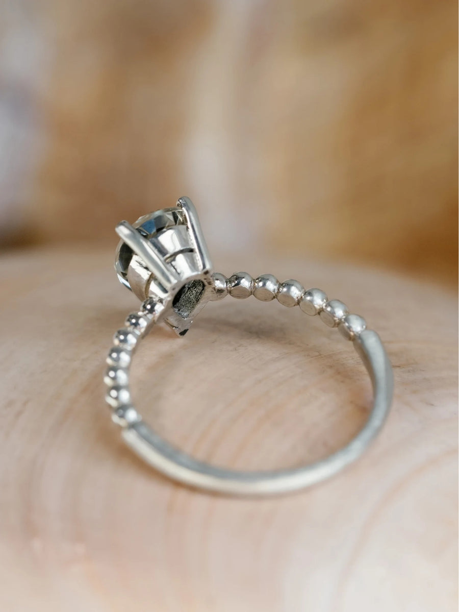 14k Pear Cut Prasiolite Green Amethyst Ring