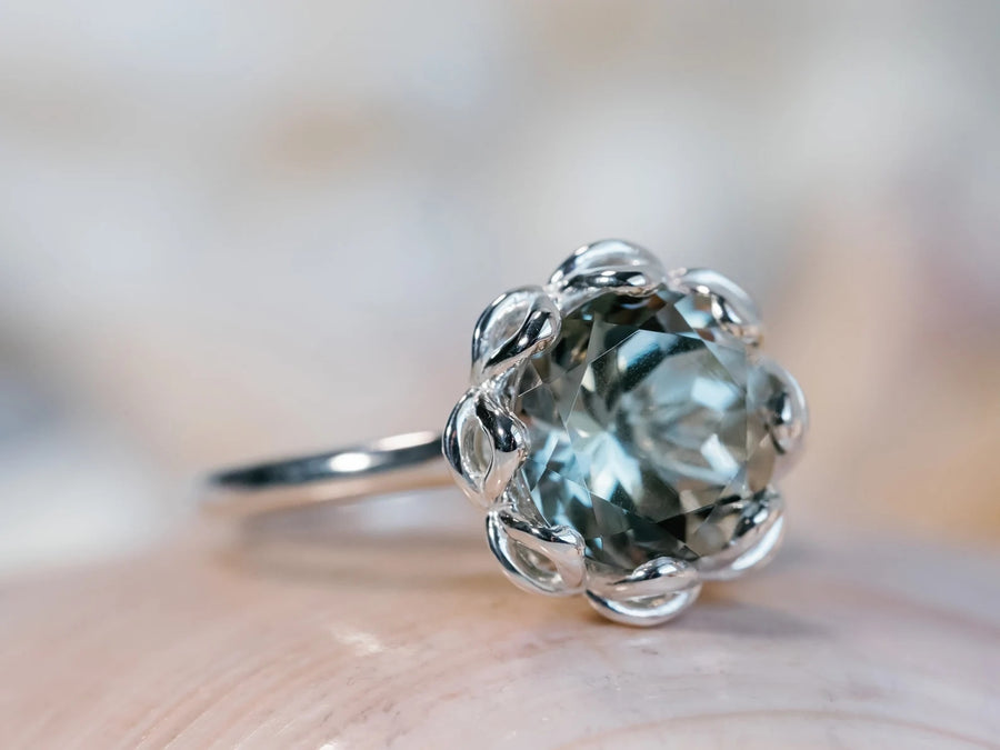 14k Large Prasiolite Green Amethyst Ring