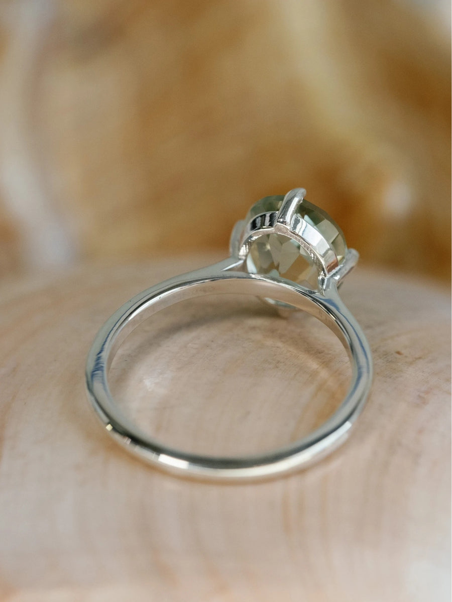 Green Amethyst Prasiolite Solitaire Ring