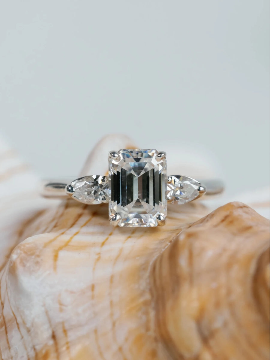 Three Stone Moissanite Engagement Ring