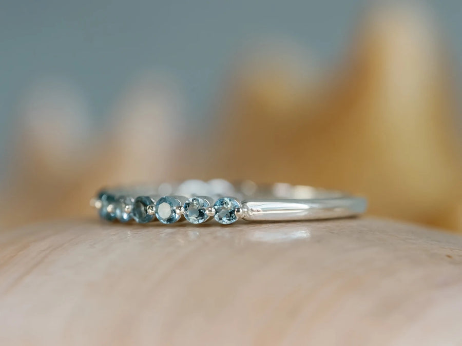 14k Natural Aquamarine Stacking Wedding Band