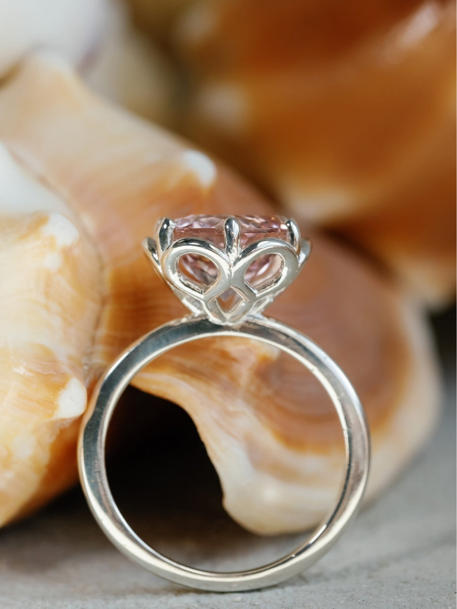 14k Natural Morganite Round Engagement Ring