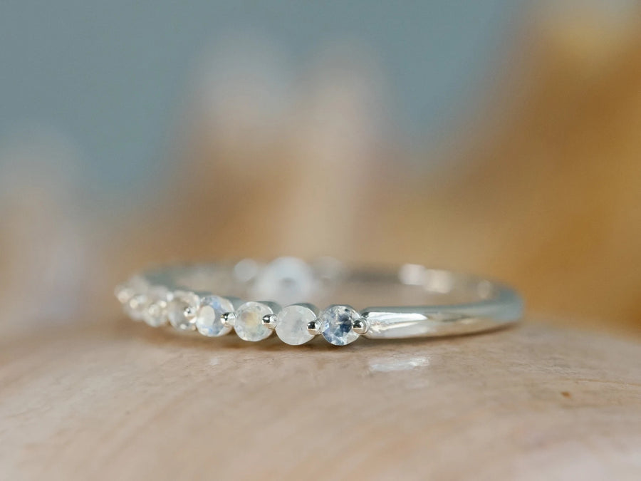 14k Natural Moonstone Stacking Wedding Band