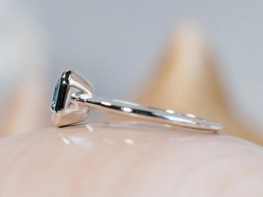 14k Emerald Cut Sky Blue Topaz Ring