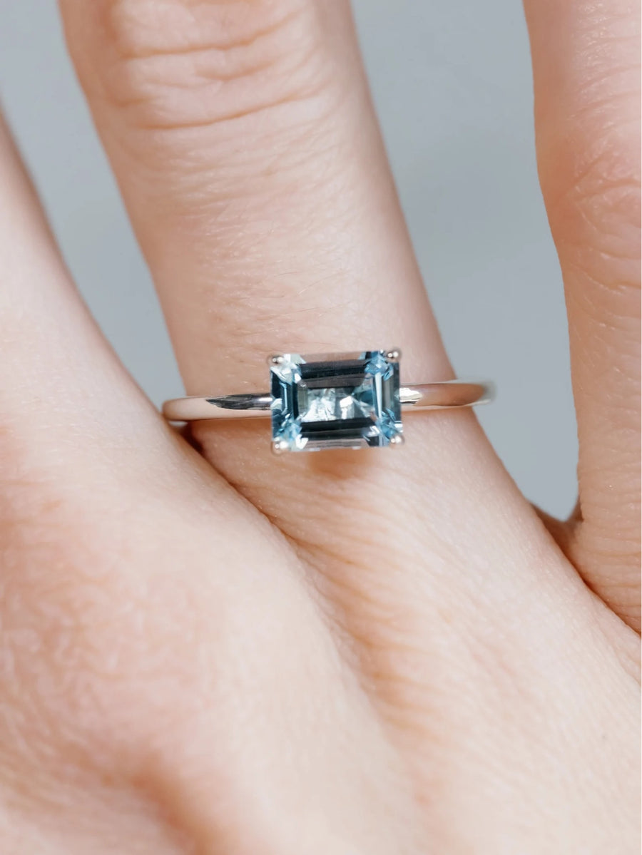 14k Sky Blue Topaz Ring, Natural Blue Topaz Ring