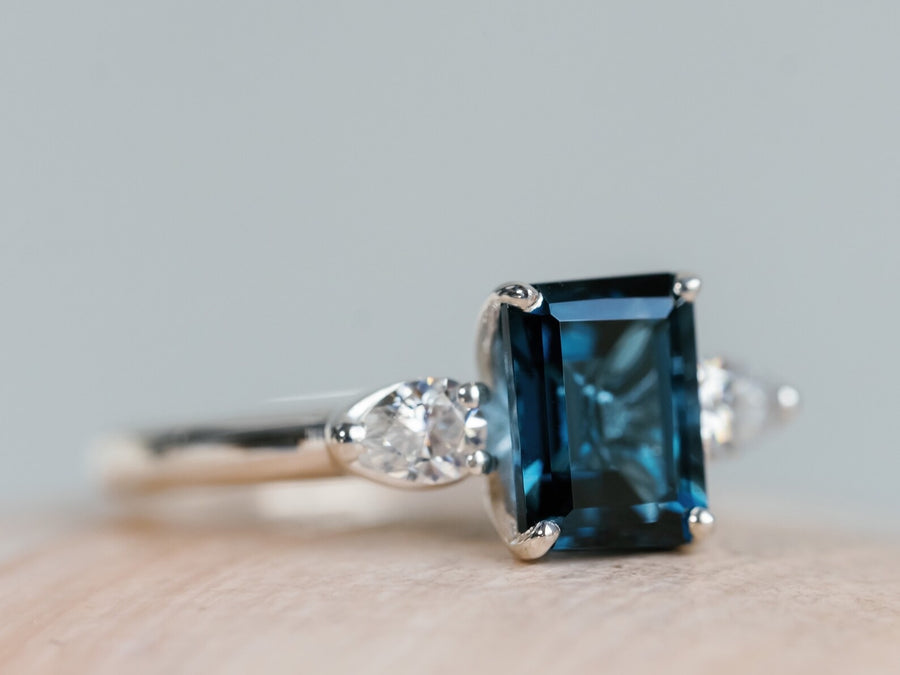 14k London Blue Topaz Three Stone Ring
