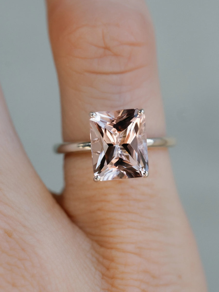 14k Radiant Cut Natural Morganite Ring