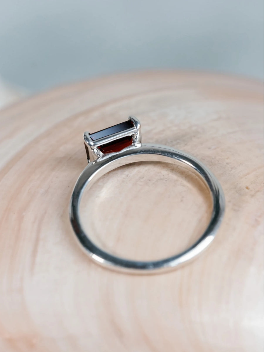 14k Emerald Cut Garnet Ring