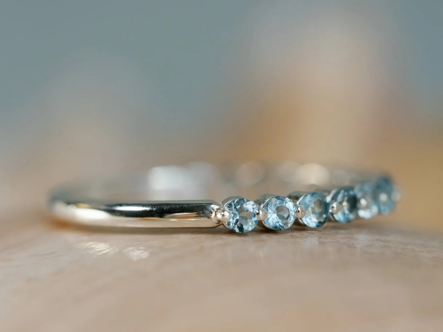 14k Natural Aquamarine Stacking Wedding Band