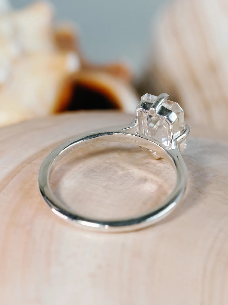 Emerald Cut Moissanite Engagement Ring