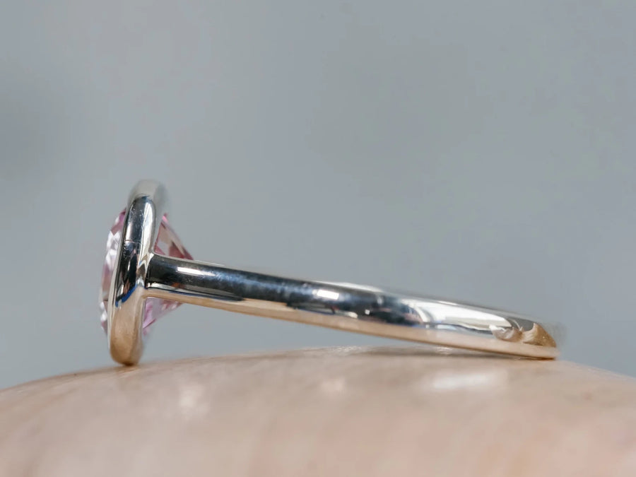 Cushion Cut Pink Topaz Bezel Ring