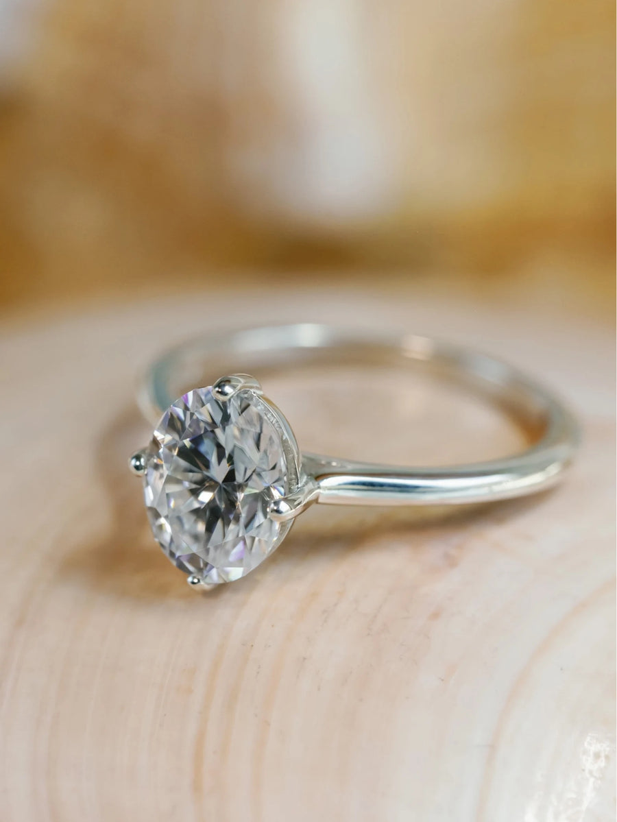 14k Oval Moissanite 2.00ct Engagement Ring