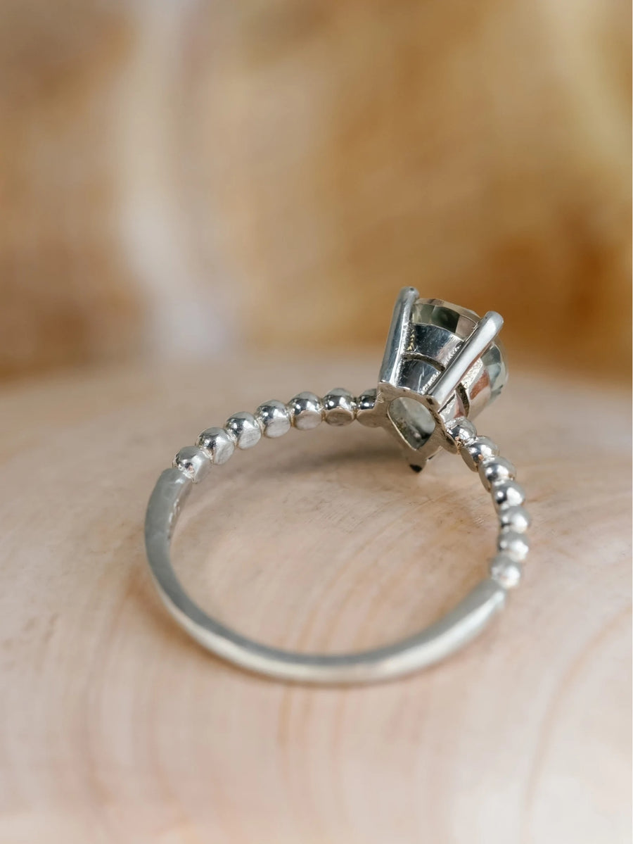 14k Pear Cut Prasiolite Green Amethyst Ring