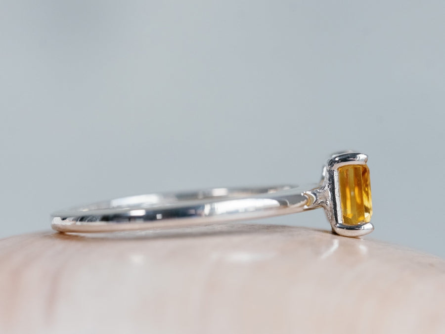 14k Emerald Cut Natural Citrine Ring