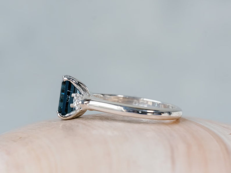 14k London Blue Topaz Three Stone Ring