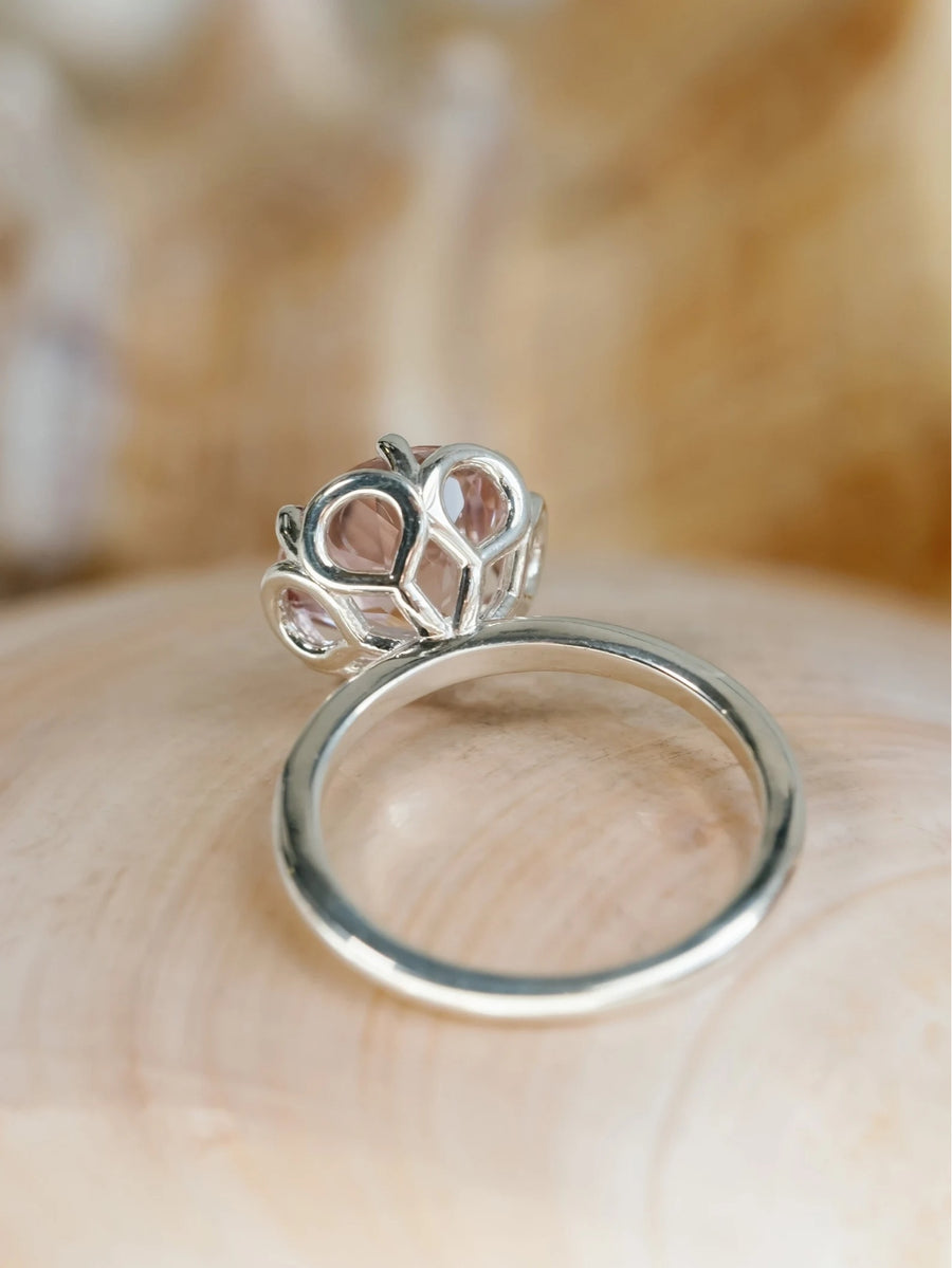 14k Natural Morganite Round Engagement Ring