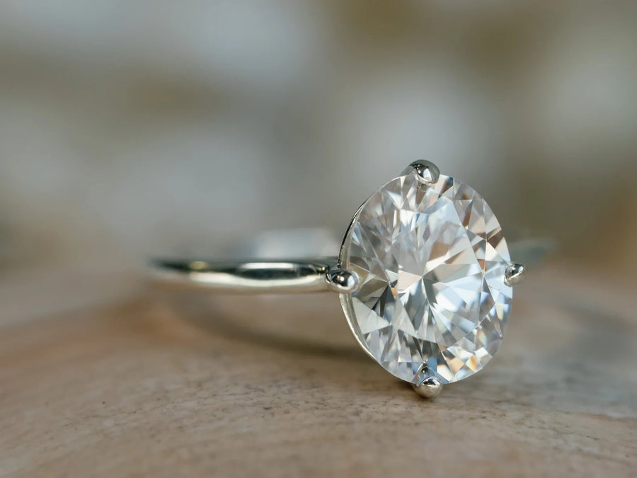 14k Oval Moissanite 3.00ct Engagement Ring