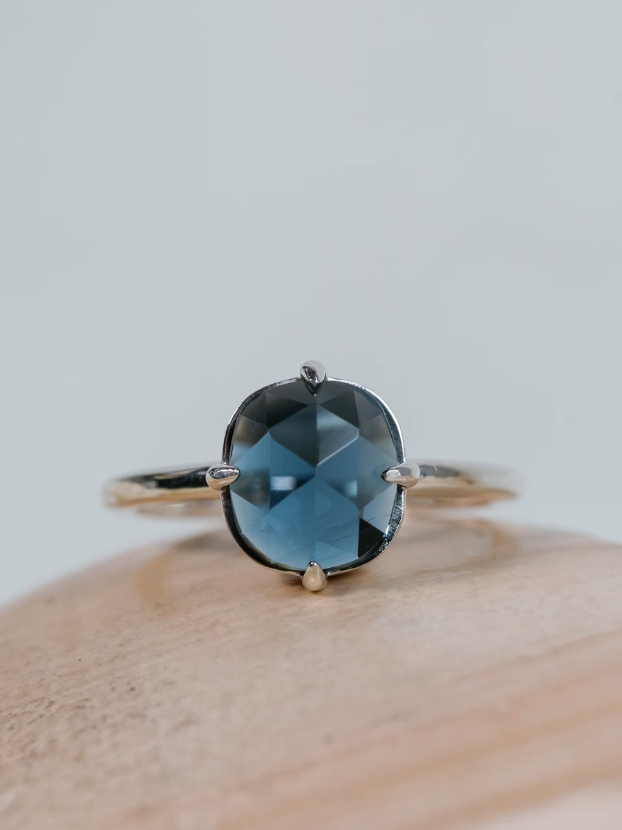 14k Rose Cut London Blue Topaz Ring