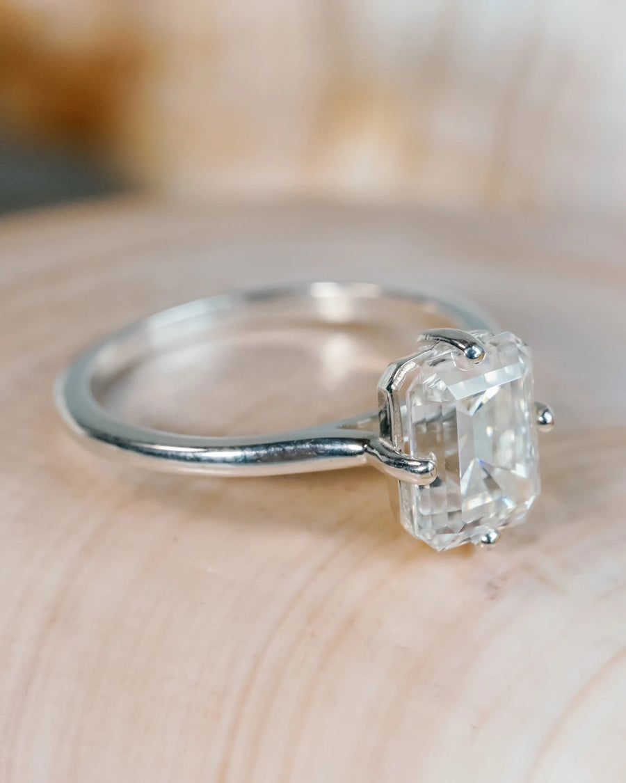 Emerald Cut Moissanite Engagement Ring