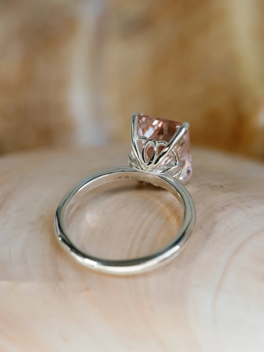 14k Radiant Cut Natural Morganite Ring