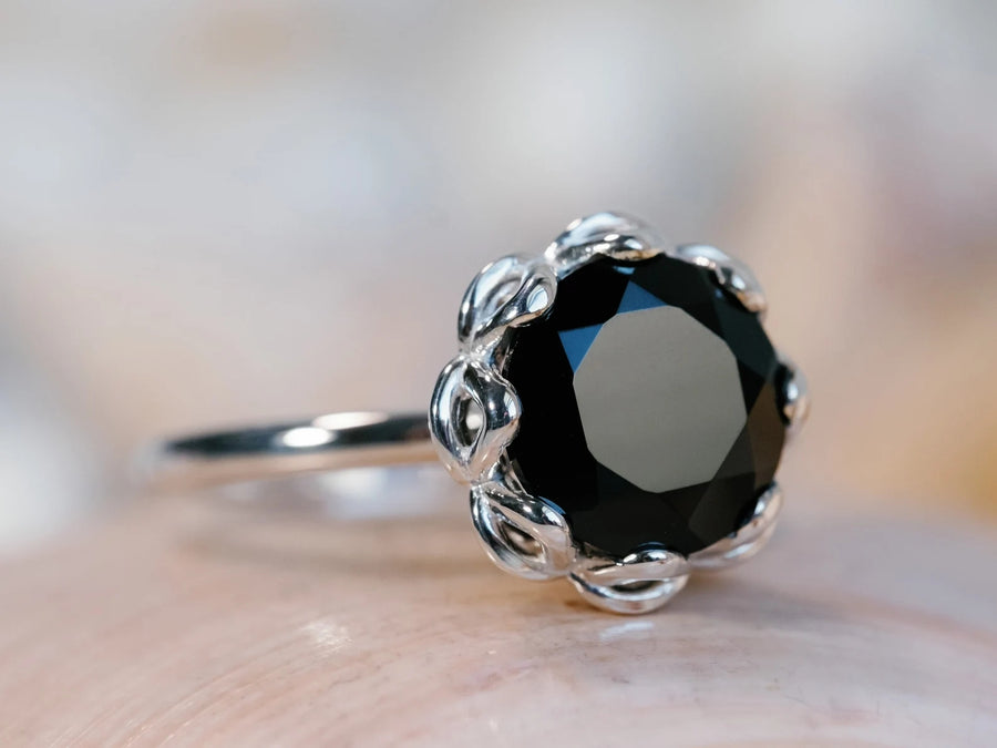 14k Large Black Spinel Cocktail Ring